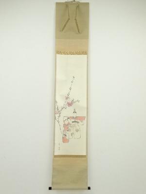 田中松泉筆　雛　肉筆紙本掛軸（共箱）